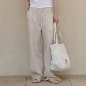 Women's 100% Linen Straight Leg Trousers with Pockets