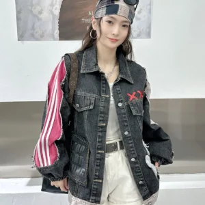 Women's Oversized Embroidered Denim Jacket